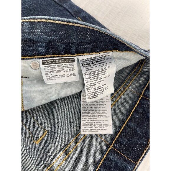 Levi's 505 Straight Leg Regular Fit Mens 34x34 Blue Jeans Denim Pants - Picture 8 of 10